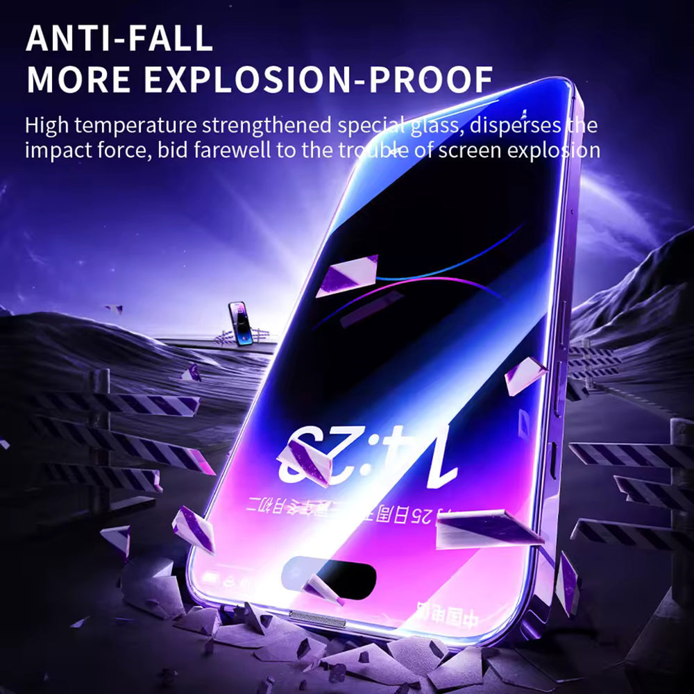 Film de protection d'écran Blueo Anti-Statique HD pour Apple iPhone 15 Pro Max, Verre Trempé, Collage Complet, Noir