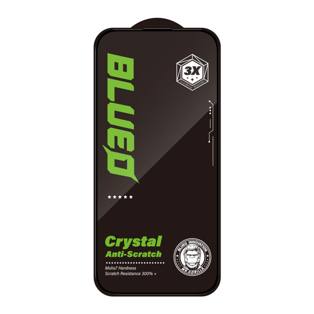 Film de protection d'écran Blueo Crystal Anti-Rayures pour Apple iPhone 16 Plus / 15 Plus, Verre Trempé, Collage Complet, Noir