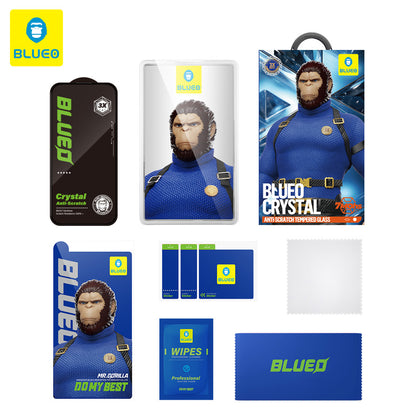 Film de protection d'écran Blueo Crystal Anti-Rayures pour Apple iPhone 16 Plus / 15 Plus, Verre Trempé, Collage Complet, Noir
