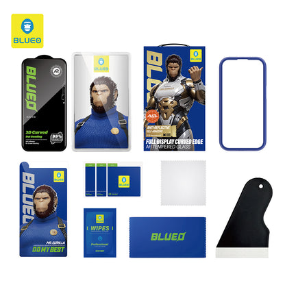 Film de protection d’écran Blueo Curved Edge AR Applicator pour Apple iPhone 18 Pro Max / 17 Pro Max, verre trempé, adhésif intégral, 3D, noir