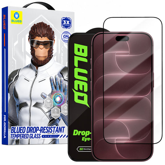 Protection d’écran Blueo Drop Resistant pour Apple iPhone 18 Pro Max / 17 Pro Max / 16 Pro Max, verre trempé, adhésif intégral, noir