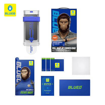Film de protection d'écran Blueo HD Applicator Pro pour Apple iPhone 16 Pro Max, Verre Trempé, Full Glue, 3D, Noir