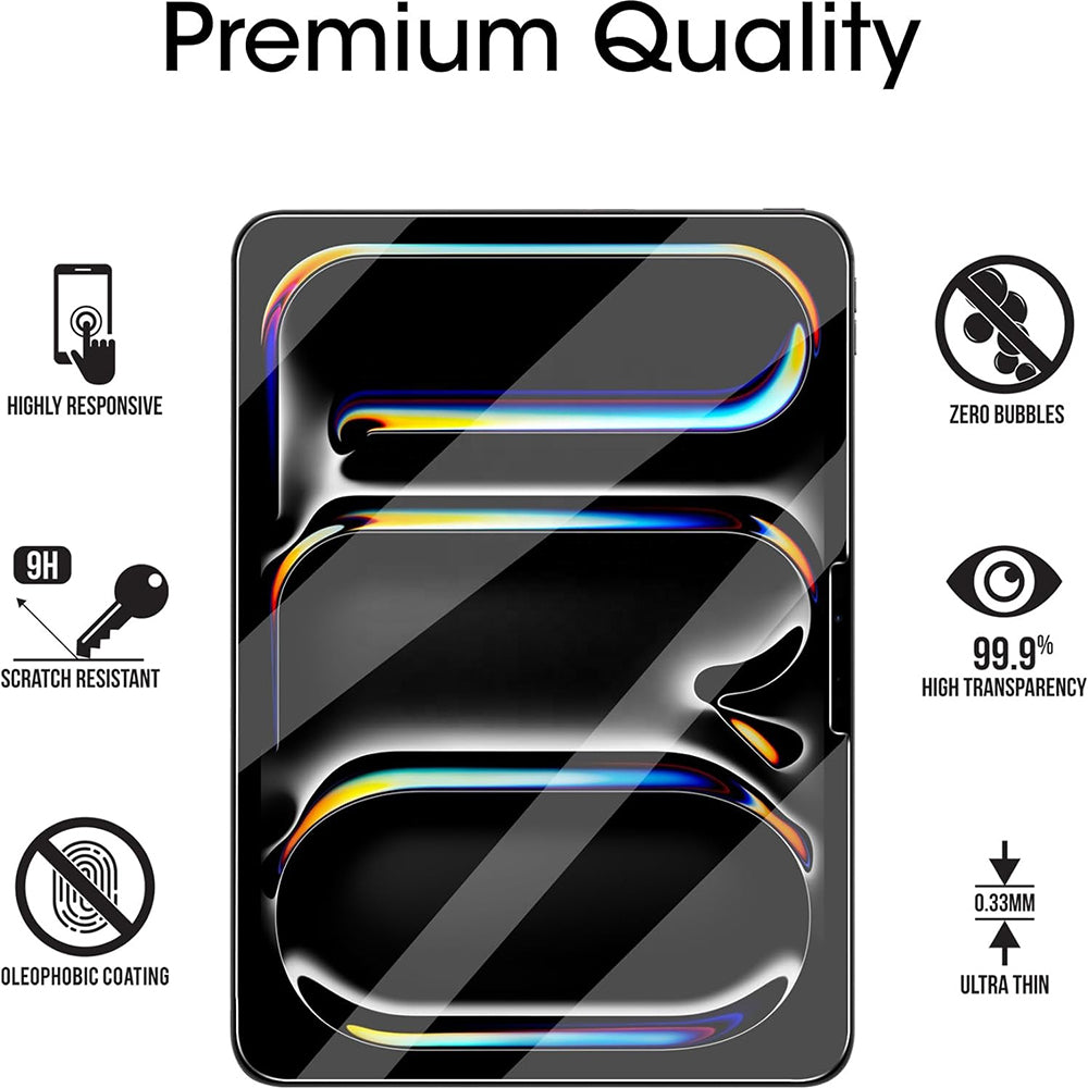 Blueo HD Screen Protector Film for Apple iPad Pro 11 (2024), Tempered Glass, Full Glue