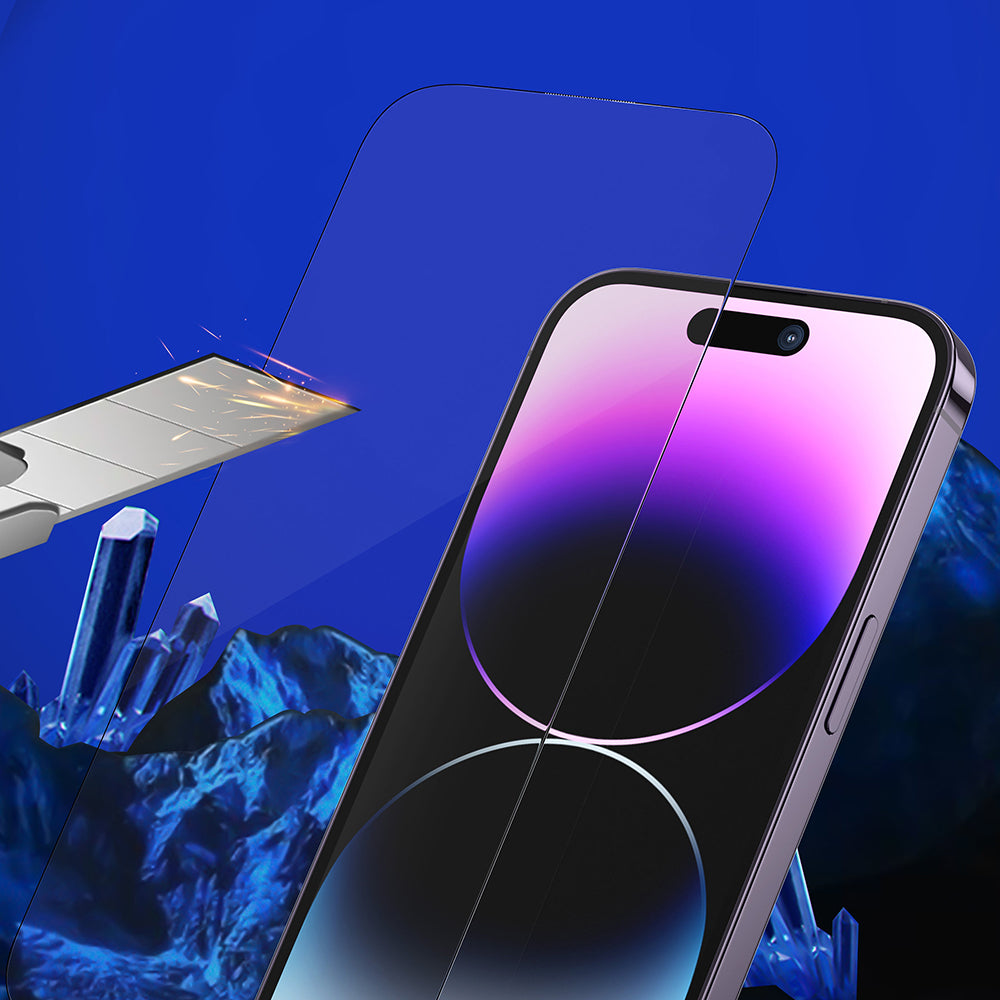 Film de protection d'écran Blueo Sapphire Applicator Pro pour Apple iPhone 16 Pro Max, Verre Trempé, Collage Complet, Noir