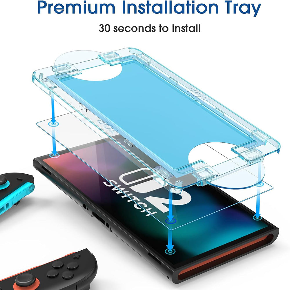 Film de protection d'écran Techsuit SwitchAura Applicator pour Nintendo Switch 2, Verre trempé, Set de 2 pièces