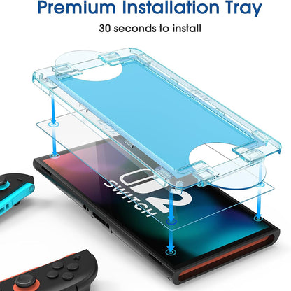 Film de protection d'écran Techsuit SwitchAura Applicator pour Nintendo Switch 2, Verre trempé, Set de 2 pièces