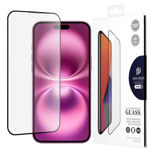 Film de protection d'écran DUX DUCIS pour Apple iPhone 16 Plus, Verre trempé, Edge Glue, Noir