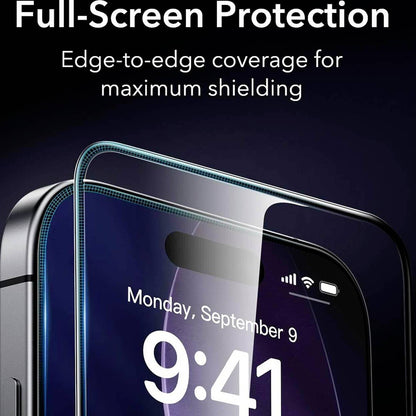 Film de protection d'écran ESR Armorite UltraFit pour Apple iPhone 18 Pro Max / 17 Pro Max, Verre trempé, Collage intégral, Lot de 2 pièces, Noir