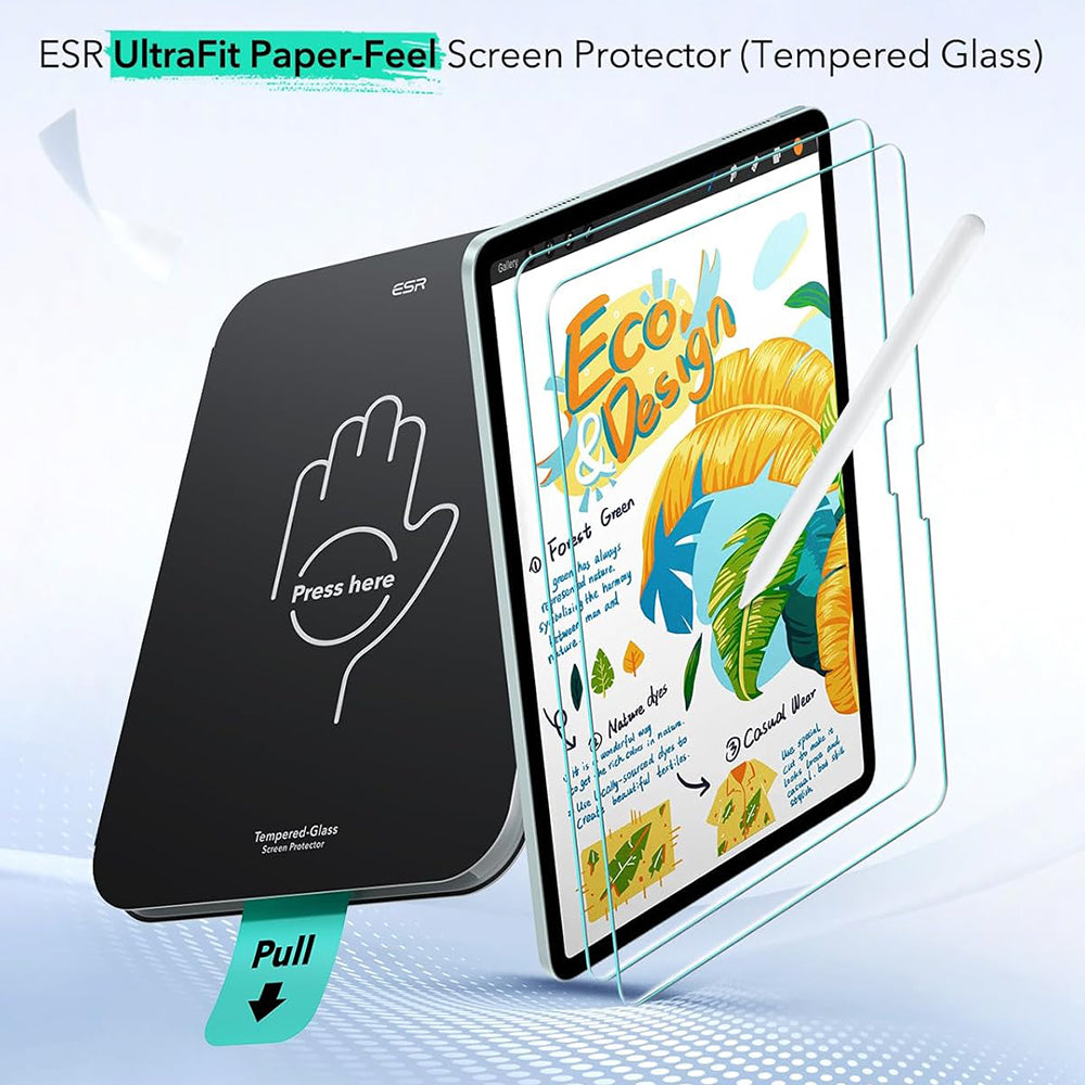 Film de protection écran ESR Paper Feel UltraFit pour Apple iPad Air 13 (2026) / Air 13 (2025), Plastique, Lot de 2 pièces