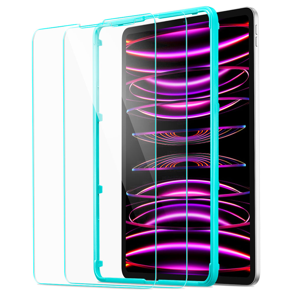 Film de protection d'écran ESR pour Apple iPad Pro 12.9 (2022) / Pro 12.9 (2021) / Pro 12.9 (2020), Verre Trempé, Full Glue, Lot de 2 pièces