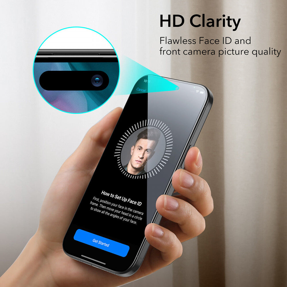 Film de protection Ecran ESR pour Apple iPhone 15, Verre Trempé, Full Glue, Noir