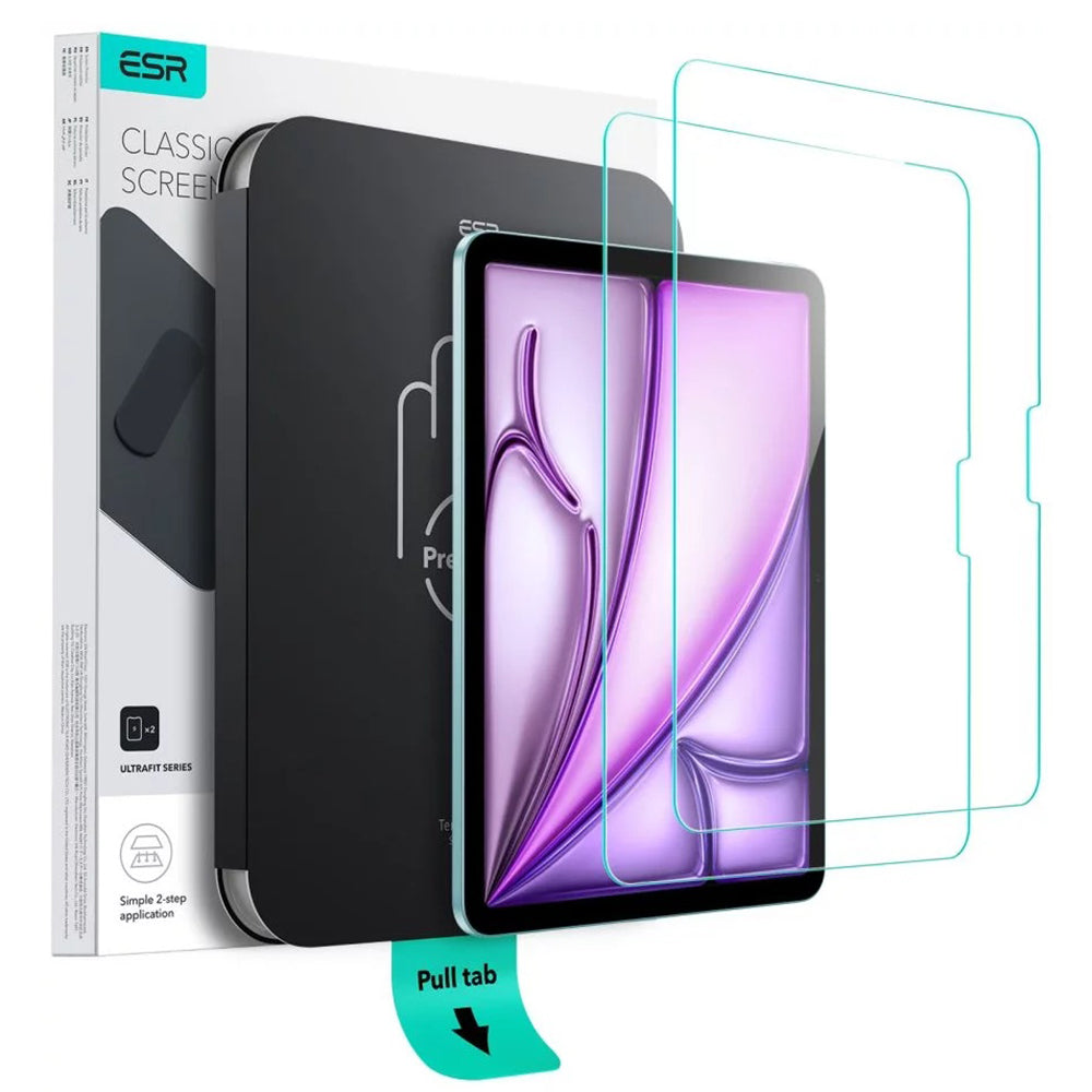 Film de protection d'écran ESR UltraFit pour Apple iPad Air 11 (2025) / Air 11 (2024), Verre Trempé, Full Glue, Lot de 2 pièces