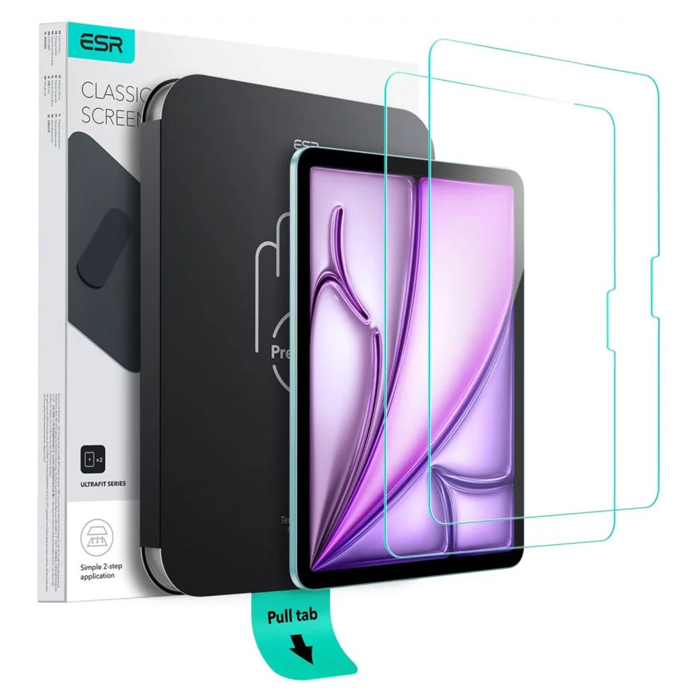 Film de protection d'écran ESR UltraFit pour Apple iPad Air 13 (2025) / Air 13 (2024), Verre Trempé, Full Glue, Lot de 2 pièces