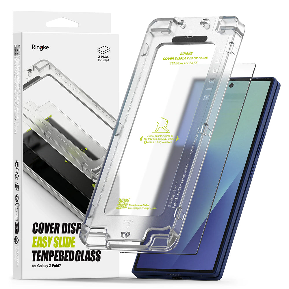Film de protection Écran Extérieur Ringke Easy Slide pour Samsung Galaxy Z Fold7 F966, Verre Trempé, Full Glue, Set de 2 pièces