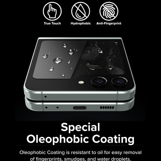 Film de protection Écran Extérieur Ringke pour Samsung Galaxy Z Flip5 F731, Verre Trempé, Full Glue, Lot de 2 pièces