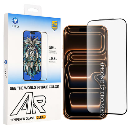 Film de protection d'écran Lito AR SE pour Apple iPhone 18 Pro Max / 17 Pro Max, Verre trempé, Collage intégral, Noir