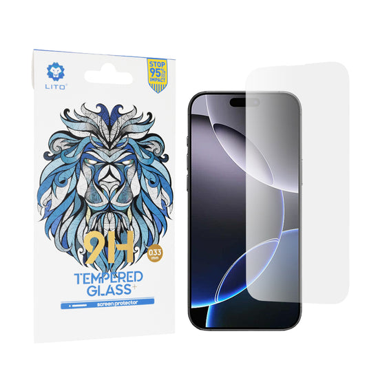 Film de protection d'écran Lito Classic pour Apple iPhone 16 Pro Max, Verre trempé, Collage intégral, 2.5D