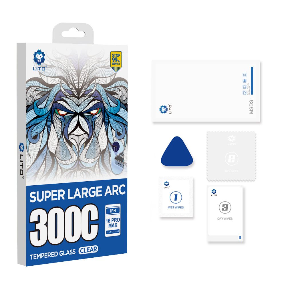 Film de protection d'écran Lito D+ Max 300C pour Apple iPhone 15 Pro Max, Verre trempé, Collage intégral
