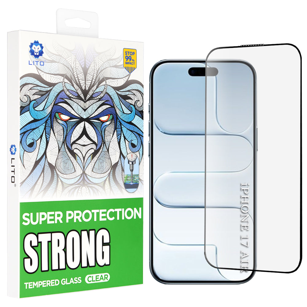 Film de protection d'écran Lito D+ Max Strong pour Apple iPhone 17 Air, Verre Trempé, Full Glue, Noir
