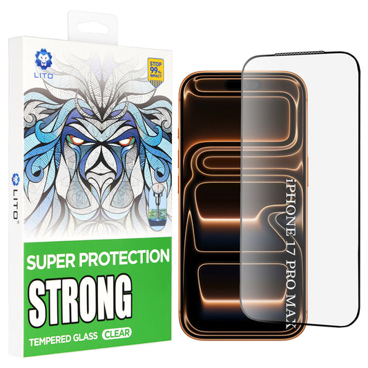 Film de protection écran Lito D+ Max Strong pour Apple iPhone 17 Pro Max, Verre Trempé, Full Glue, Noir