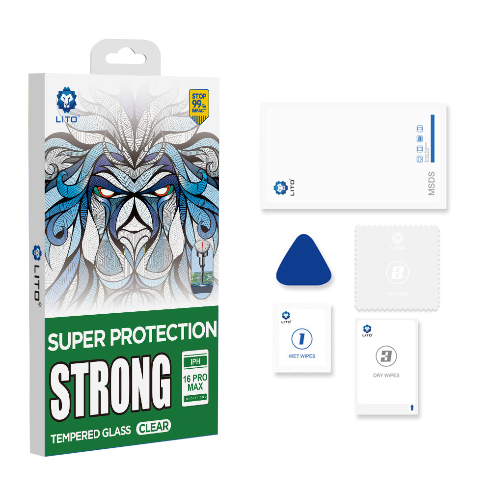Film de protection écran Lito D+ Max Strong pour Apple iPhone 17 Pro Max, Verre Trempé, Full Glue, Noir