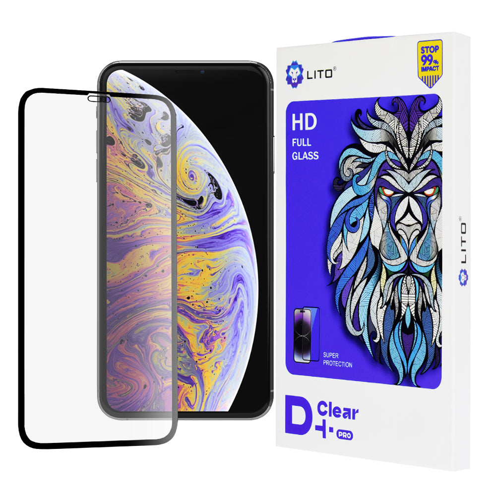 Film de protection d'écran Lito D+ Pro pour Apple iPhone 11 Pro Max / XS Max, Verre trempé, Collage complet, Noir