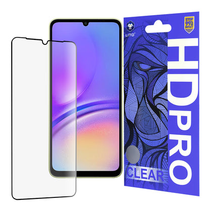 Lito HD Pro Clear Screen Protector for Samsung Galaxy A05 A055, Tempered Glass, Full Glue, Black