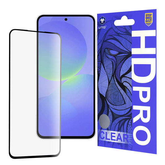 Film de protection d'écran Lito HD Pro Clear pour Samsung Galaxy A36 A366, Verre trempé, Collage complet, Noir