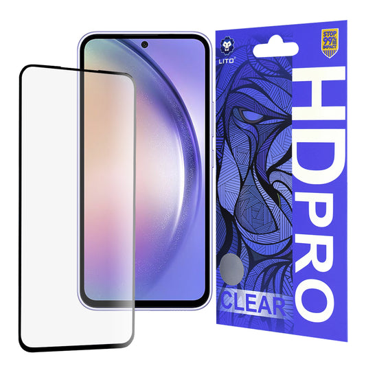 Film de protection d'écran Lito HD Pro Clear pour Samsung Galaxy A54 A546, Verre Trempé, Collage Complet, Noir