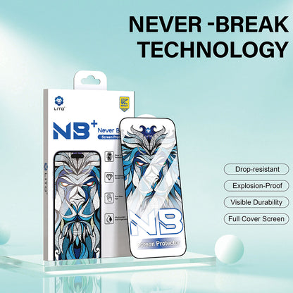 Film de protection d'écran Lito NB pour Apple iPhone 17 Pro Max, Verre Trempé, Full Glue, Noir