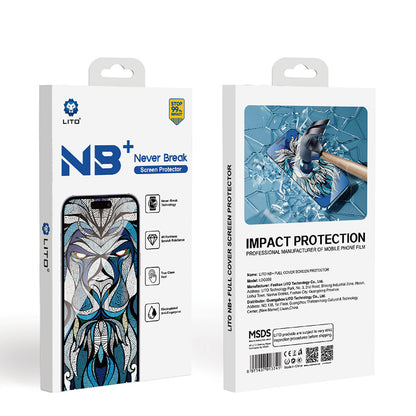 Film de protection d'écran Lito NB pour Apple iPhone 17 Pro Max, Verre Trempé, Full Glue, Noir