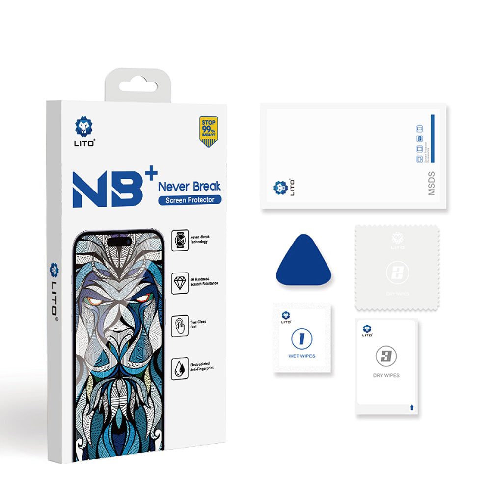 Film de protection d'écran Lito NB pour Apple iPhone 17 Pro Max, Verre Trempé, Full Glue, Noir