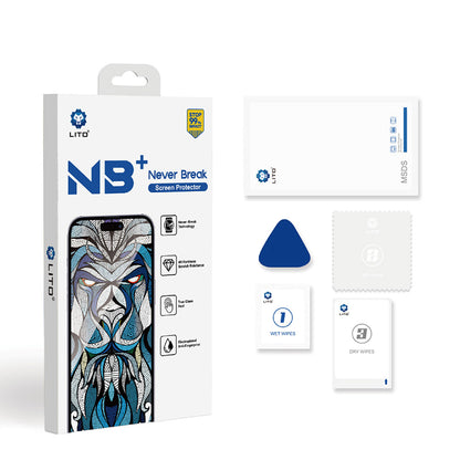 Film de protection d'écran Lito NB pour Apple iPhone 17 Pro Max, Verre Trempé, Full Glue, Noir