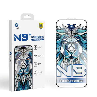 Film de protection d'écran Lito NB pour Apple iPhone 17 Pro Max, Verre Trempé, Full Glue, Noir