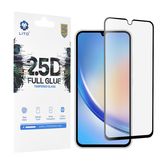 Film de protection d'écran Lito pour Samsung Galaxy A34 A346, Verre trempé, Full Glue, 2.5D, Noir
