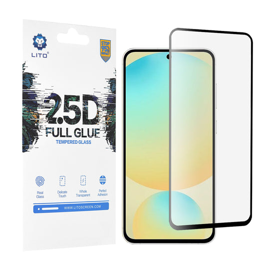 Film de protection d'écran Lito pour Samsung Galaxy S24 FE S721, Verre trempé, Full Glue, 2.5D, Noir