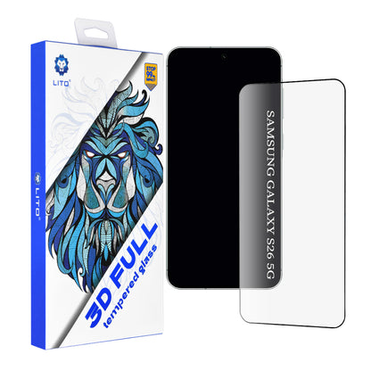 Film de protection d'écran Lito pour Samsung Galaxy S26 S942, Verre Trempé, Full Glue, 3D, Noir