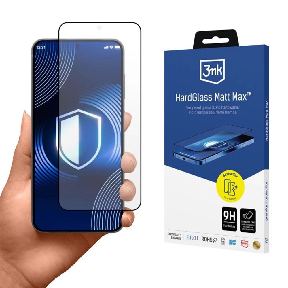 Film de protection Écran Mat 3MK Max pour Samsung Galaxy S26 S942, Verre Trempé, Full Glue, Noir