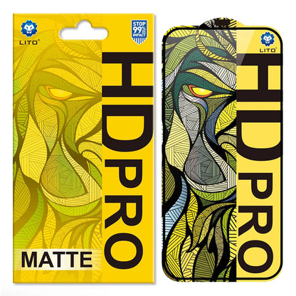 Film de protection d'écran Matte Lito HD Pro pour Apple iPhone 16 Pro Max, Verre Trempé, Collage Complet, Noir