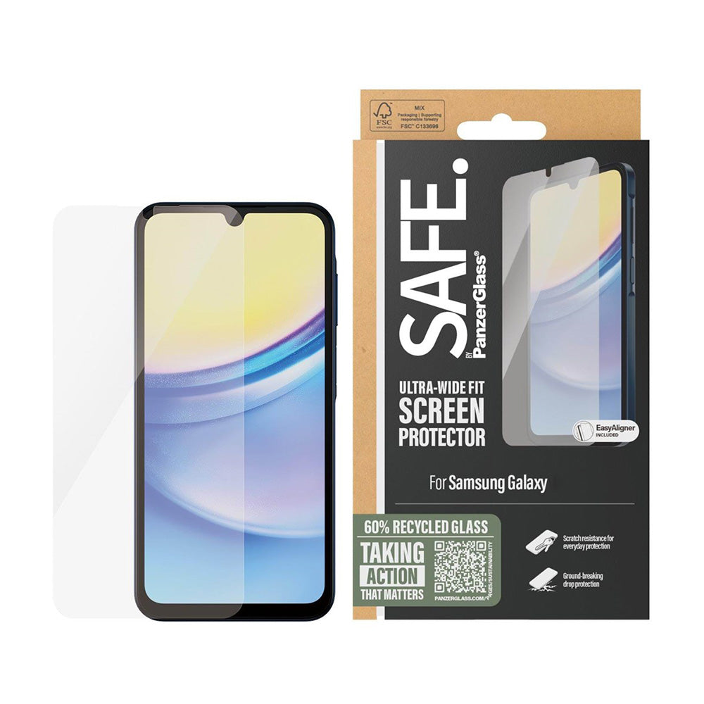 Film de protection d'écran PanzerGlass Safe. Ultra-Wide Fit pour Samsung Galaxy A16 5G A166 / A16 4G A165, Verre Trempé, Full Glue
