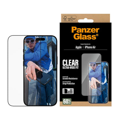 Film de protection d'écran PanzerGlass Ultra-Wide Fit EasyAligner pour Apple iPhone 17 Air, Verre Trempé, Full Glue, Noir