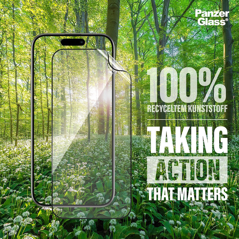 Film de protection d'écran PanzerGlass Ultra-Wide Fit EyeCare pour Apple iPhone 16 Pro Max, Verre Trempé, Full Glue, Noir