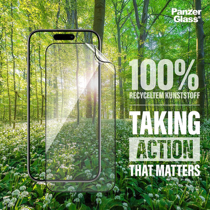Film de protection d'écran PanzerGlass Ultra-Wide Fit EyeCare pour Apple iPhone 16 Pro Max, Verre Trempé, Full Glue, Noir