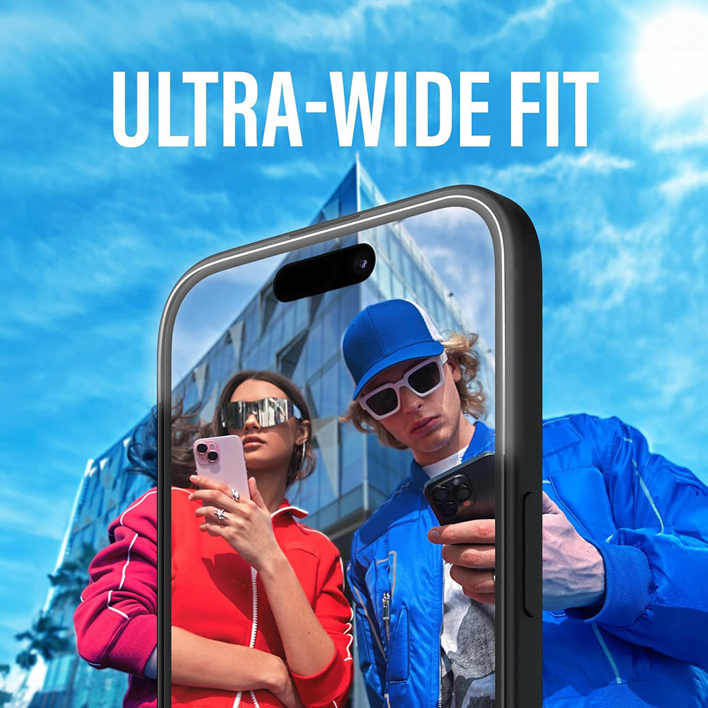 Film de protection d'écran PanzerGlass Ultra-Wide Fit pour Apple iPhone 16 / 15, Verre Trempé, Full Glue, Noir