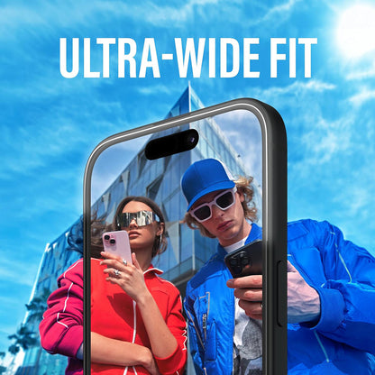 Film de protection d'écran PanzerGlass Ultra-Wide Fit pour Apple iPhone 16 / 15, Verre Trempé, Full Glue, Noir