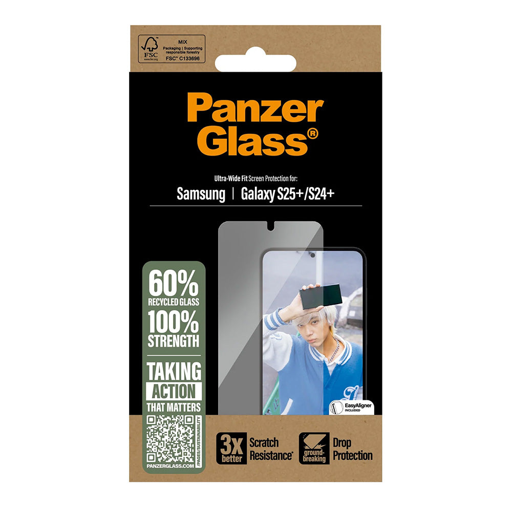 Film de protection d'écran PanzerGlass Ultra-Wide Fit pour Samsung Galaxy S25+ S936 / S24+ S926, Verre Trempé, Full Glue