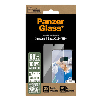 Film de protection d'écran PanzerGlass Ultra-Wide Fit pour Samsung Galaxy S25+ S936 / S24+ S926, Verre Trempé, Full Glue