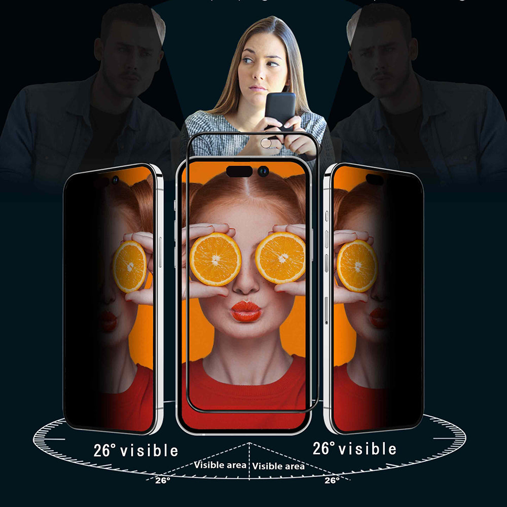 Film de protection écran Privacy Anank 2X renforcé pour Apple iPhone 15 Pro, verre trempé, collage intégral, 2.5D