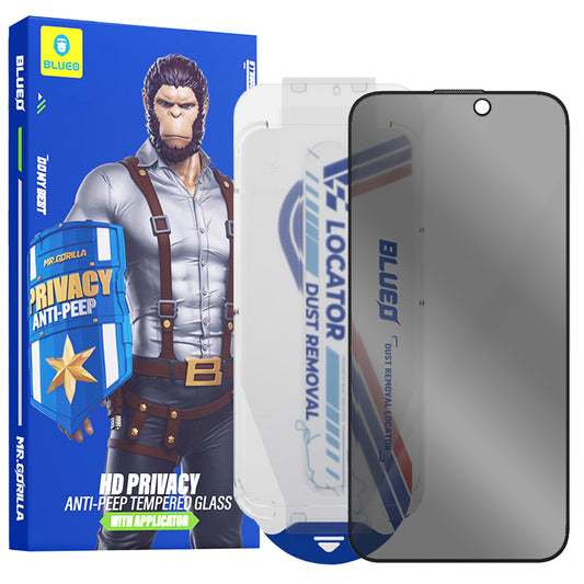Film de protection d'écran Privacy Blueo Anti-Peep Applicator Pro pour Apple iPhone 14 Pro Max, Verre Trempé, Collage Complet