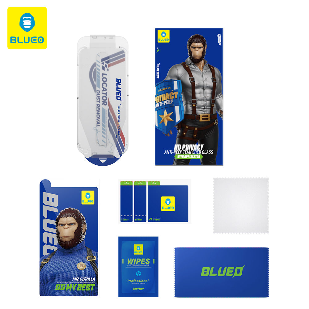 Film de protection d'écran Privacy Blueo Anti-Peep Applicator Pro pour Apple iPhone 14 Pro Max, Verre Trempé, Collage Complet